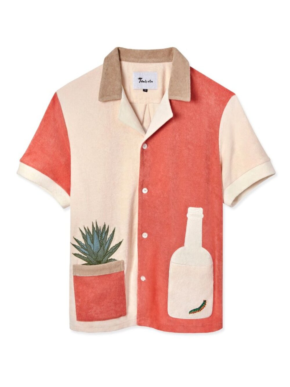 Tombolo Colorblock Classic Organic Cotton Cabana tequila Shirt 8053
